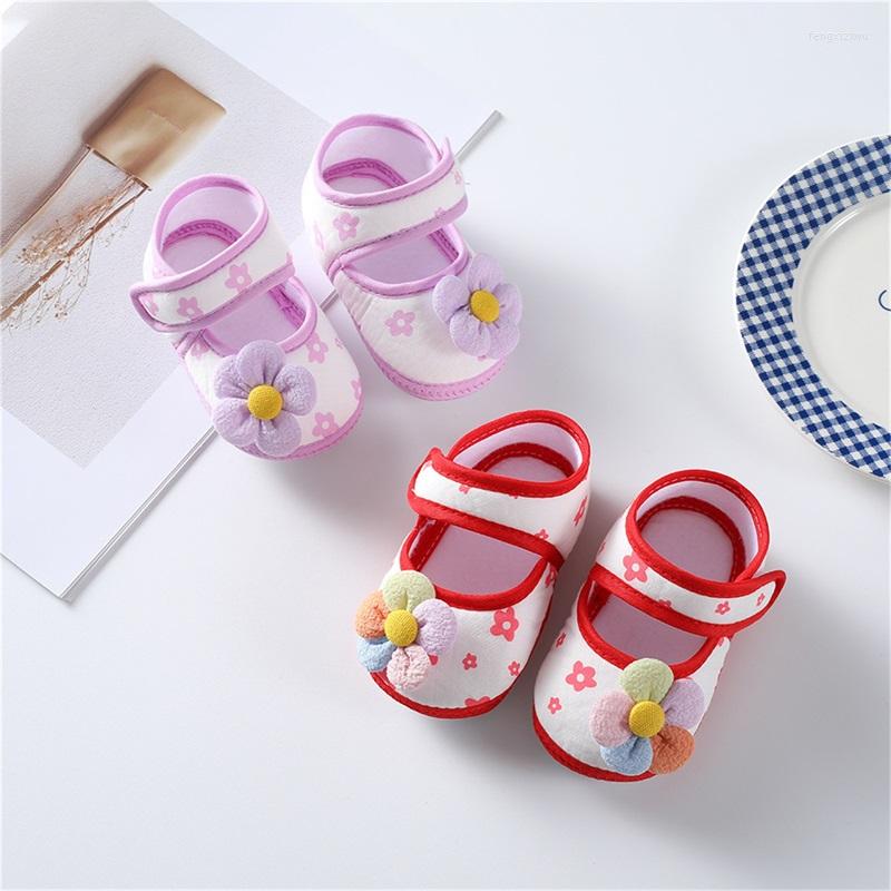 

First Walkers Baby Girls Mary Jane Flats Non-Slip Flower Princess Dress Shoes Soft Baptism Crib