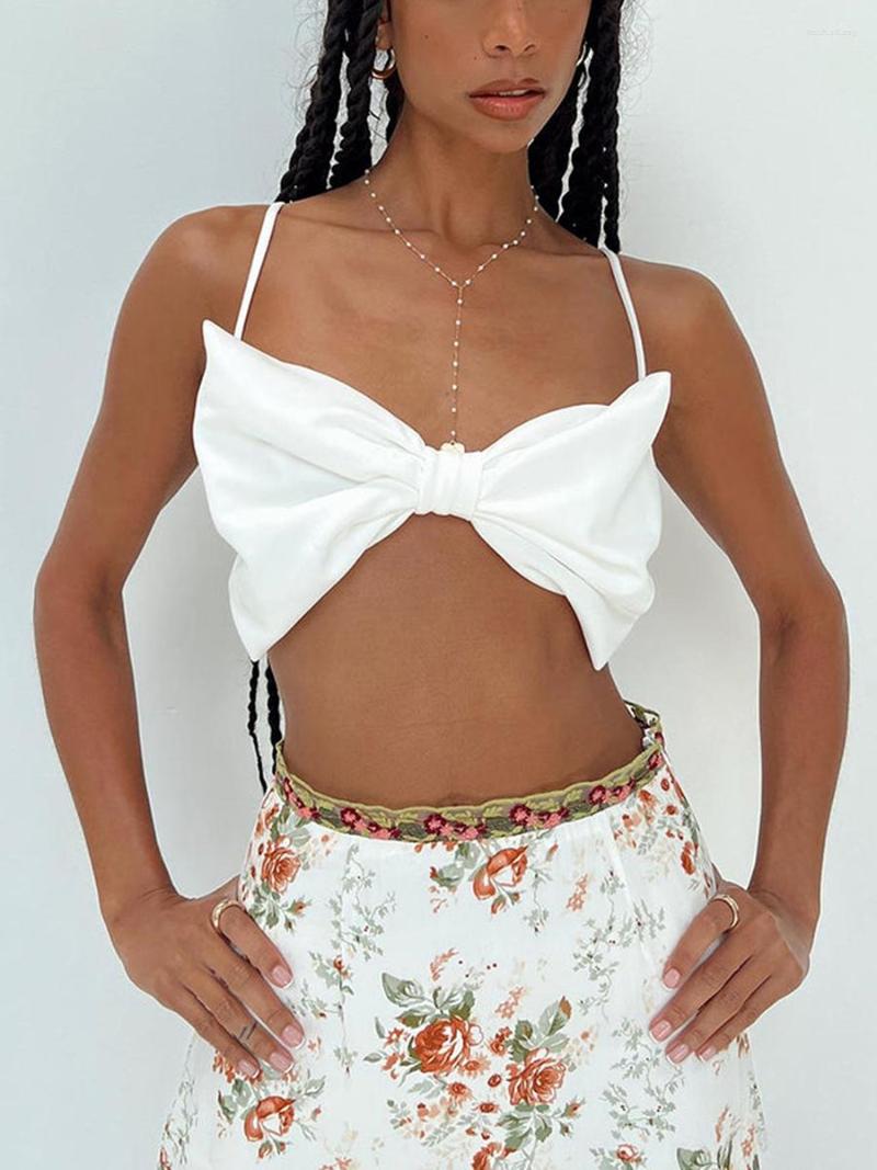 

Women' Tanks Fashion Women Camisoles Sexy Solid Color Bowknot Sleeveless Sling Camis Summer Female Vest Crop Tops Streetwear Clothes, White