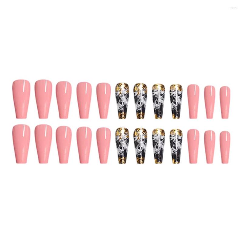 

False Nails 1/2/3 Coffin Fake Nail Fashionable French Style Artificial Press-on Fingernails Full Cover Adjustable Manicure Stickers Type 8, Type 8 1 pc