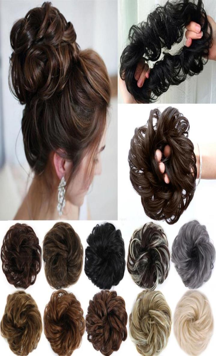 

Curly Messy Hair Bun Scrunchie Chignon With Elastic Rubber Band Synthetic Hair Pieces For Women Black Brown Gray Ponytails7340509, Auburn