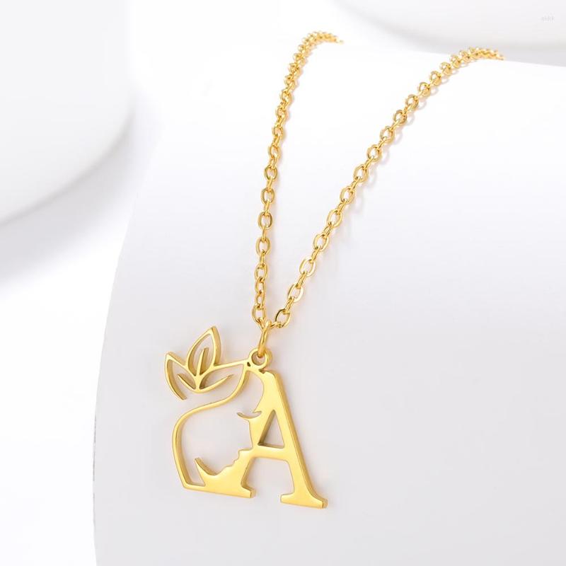 

Pendant Necklaces Big Butterfly Letters Stainless Steel Women Chain Initial Name Jewelry Birthday Gift Wholesale
