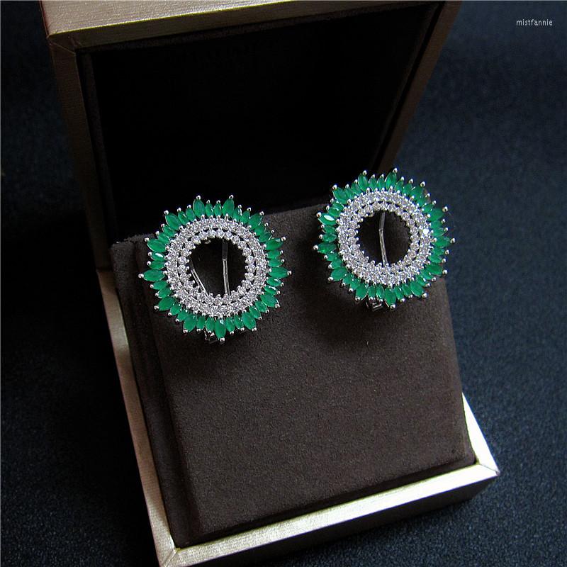 

Stud Earrings Fashion Cubic Zirconia Clear Stones Round . Copper Base Wedding/Party/dinner Jewelry For Women E3226G