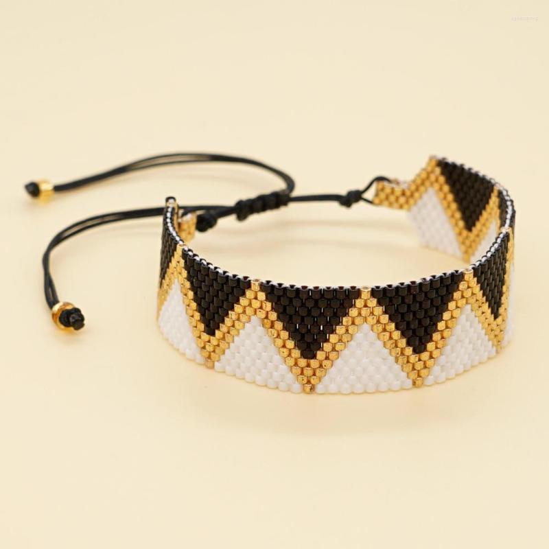 

Strand Beaded Bracelet Geometric Triangles Waves Fashion Minimalist Versatile Bohemian Adjustable Handwoven Rice Bead