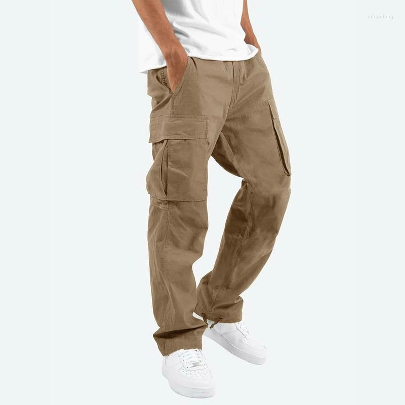 

Men' Pants Men' Plain Cargo Trousers With Side Pocket Male Comfort Fit Training Hiking Sports For Outdoor, Khaki shorts
