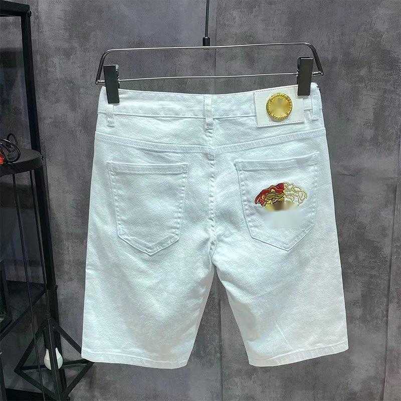 

Summer Beach Pants Men Shorts Medusa embroidered jeans designer pants fashion trousers mens womens slim fit white britches