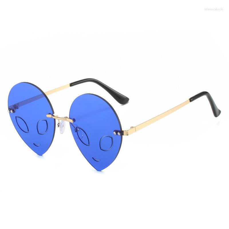

Sunglasses 2023 Alien Shape Women Funny Holiday Party Rimless Sun Glasses Halloween Adults Kid Punk Lenses Eyewear Shades