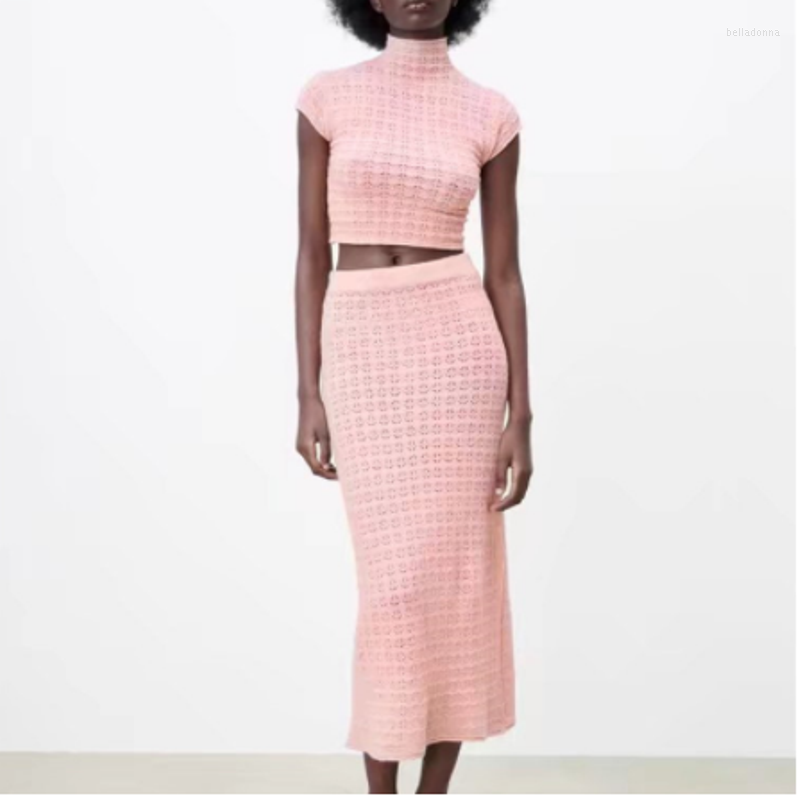 

Skirts 2023 Spring Women' Knitted Top Jacquard Mesh Skirt WF01, As photo