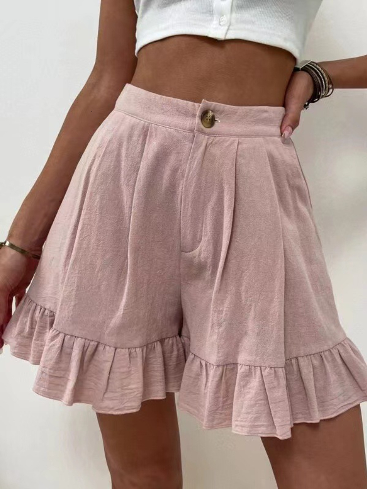 

Women's Shorts Cotton and Linen Shorts Casual Wide-leg Loose Shorts Summer Solid Color Women's High Waist Sports Shorts Rainbow 230509, Orange red