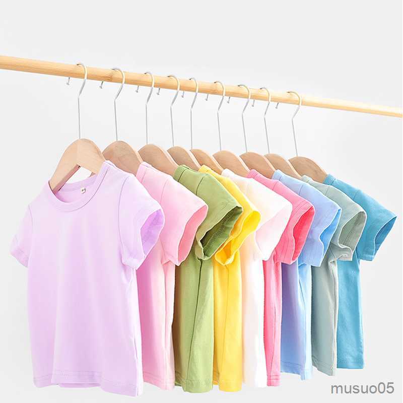 

Shirts Colors Solid Children T-shirt for Boys Girls Cotton Summer Kids Tops Baby Kids Tshirts Blouse Clothes, Army green