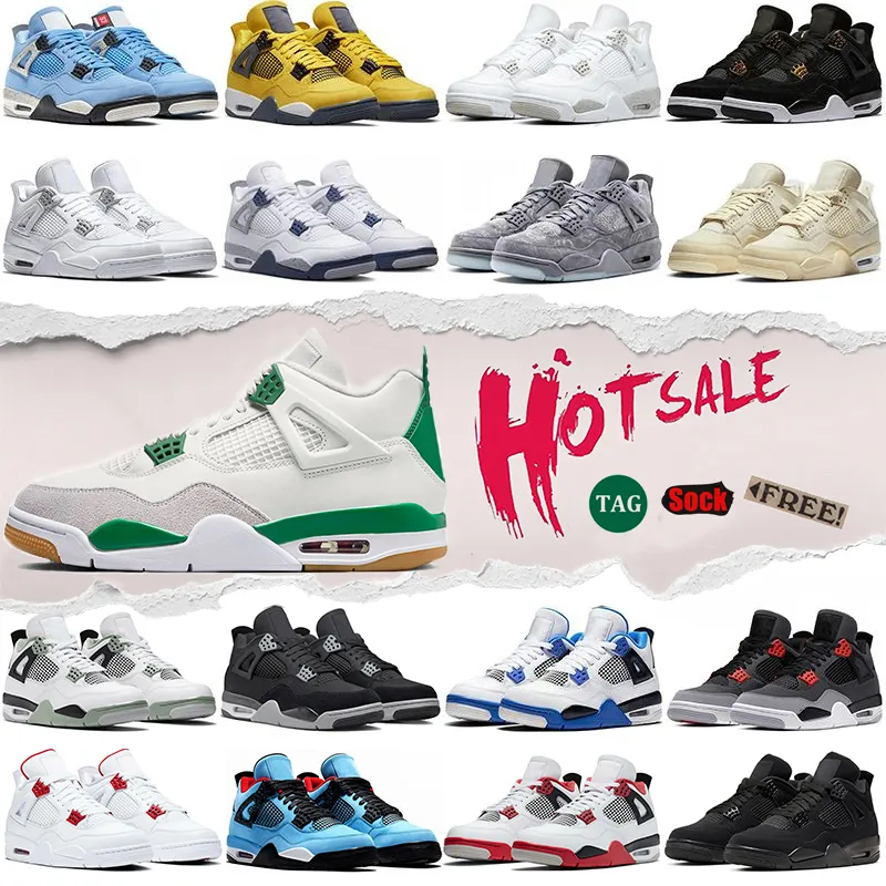 

Basketball Shoes Woman Mens Sneakers 4s Pine Green University Blue White Sail Black Cat Racer Blue Charity Game Katrina Men Women Trainers S, (17)