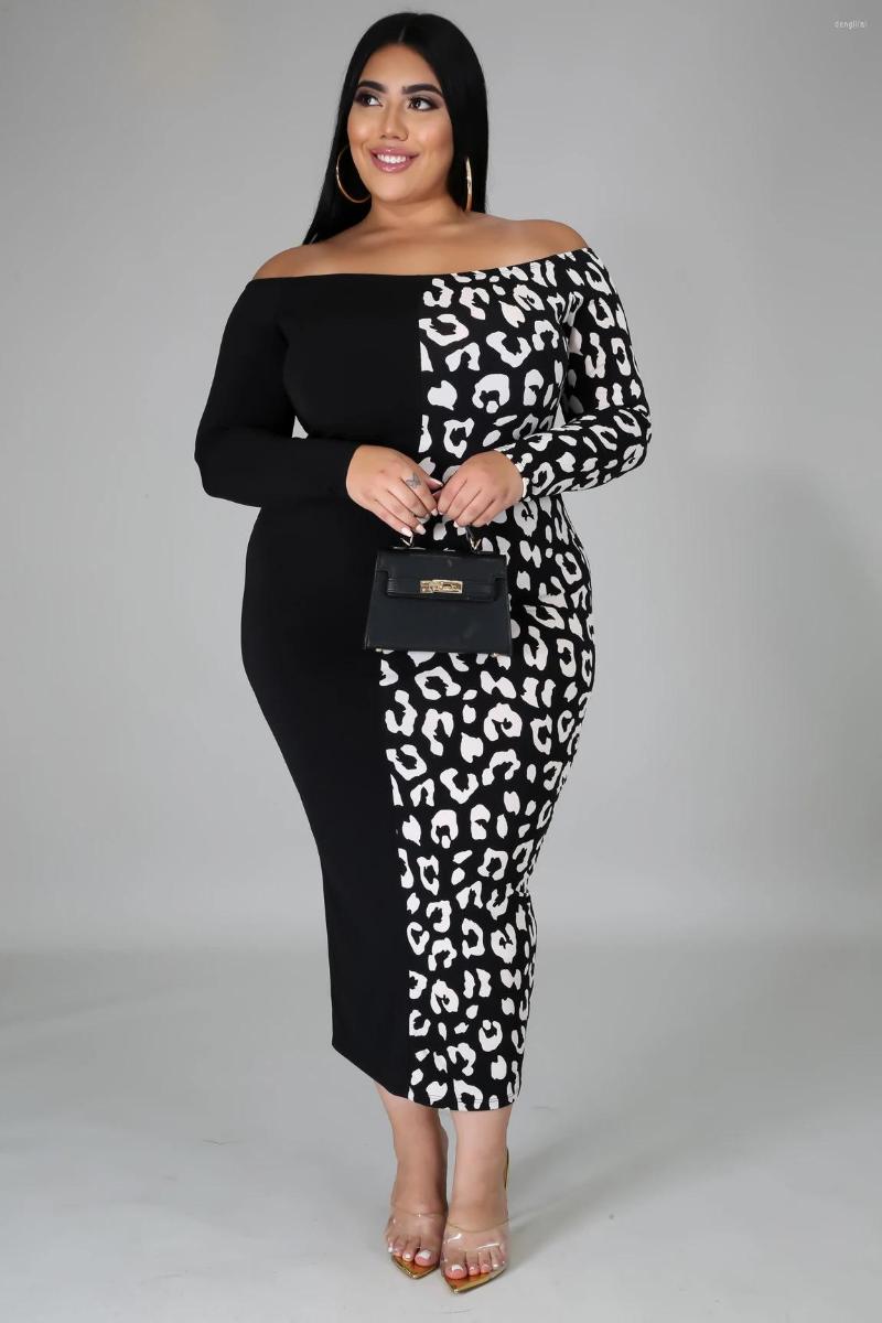 

Plus Size Dresses Women Dress Casual Patchwork Print Off Shoulder Club Outfit Luxury Gown 2023 Summer Evening 5xl 6xl In, Black