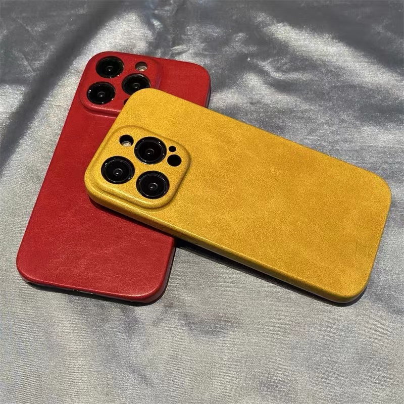 

Luxury Solid Color Leather Silicone Soft Phone Case For Iphone 11 12 13 14 Pro 14Plus Bumper Red Blue Brown Yellow Back Cover
