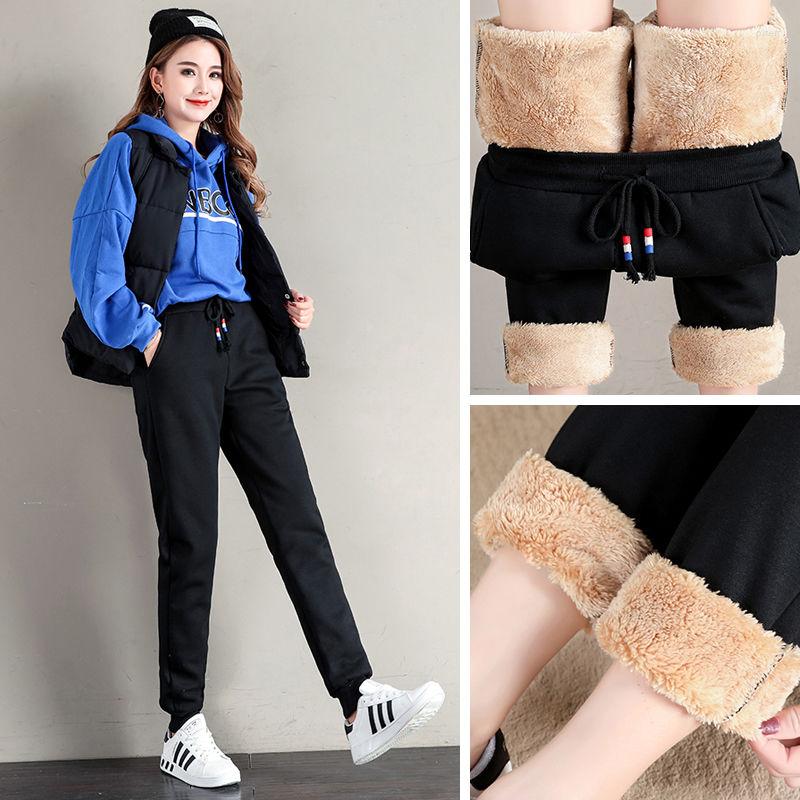 

Women's Pants Women For Winter Track High Waist Pantalones De Mujer, Black-1
