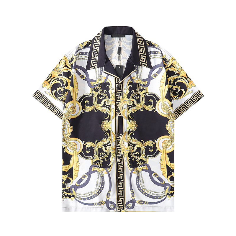 

Luxury Designer Shirts Mens Fashion Geometric print bowling shirt Hawaii Floral Casual Shirts Men Slim Fit Short Sleeve Dress tShirt Variety, As the picture shows