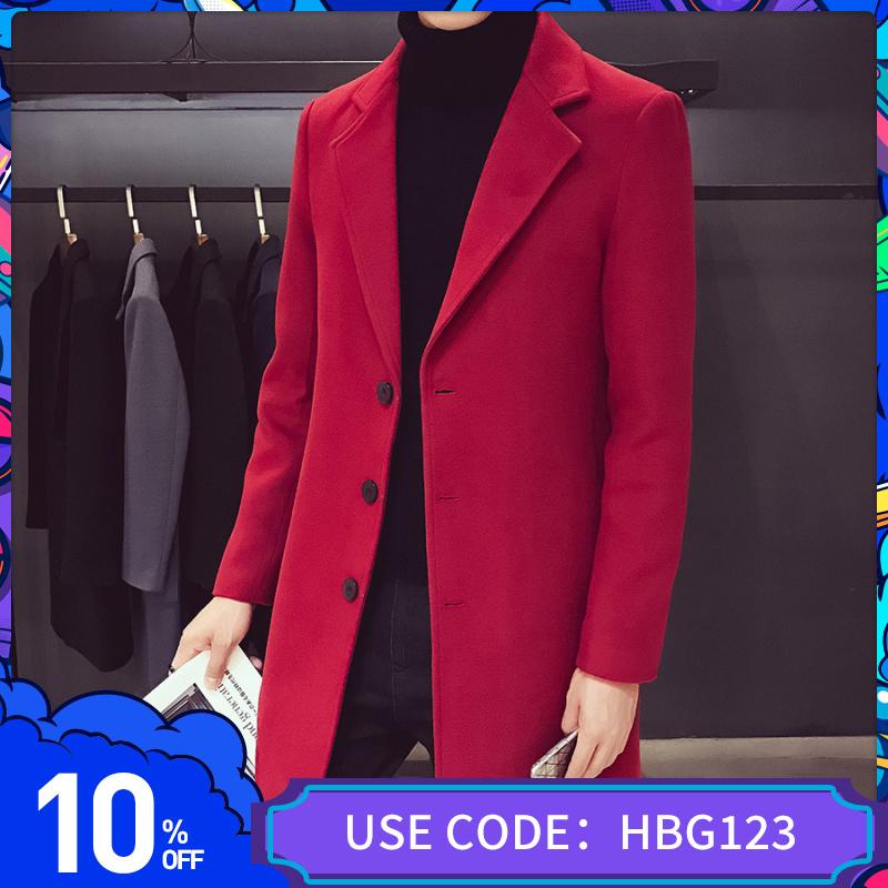 

Men's Trench Coats Casual Long Jackets Coat 2023 Winter Buttons Slim Thicken Solid Wool Blends Turn-down Collar Jacket Fashion Punk, Royal blue