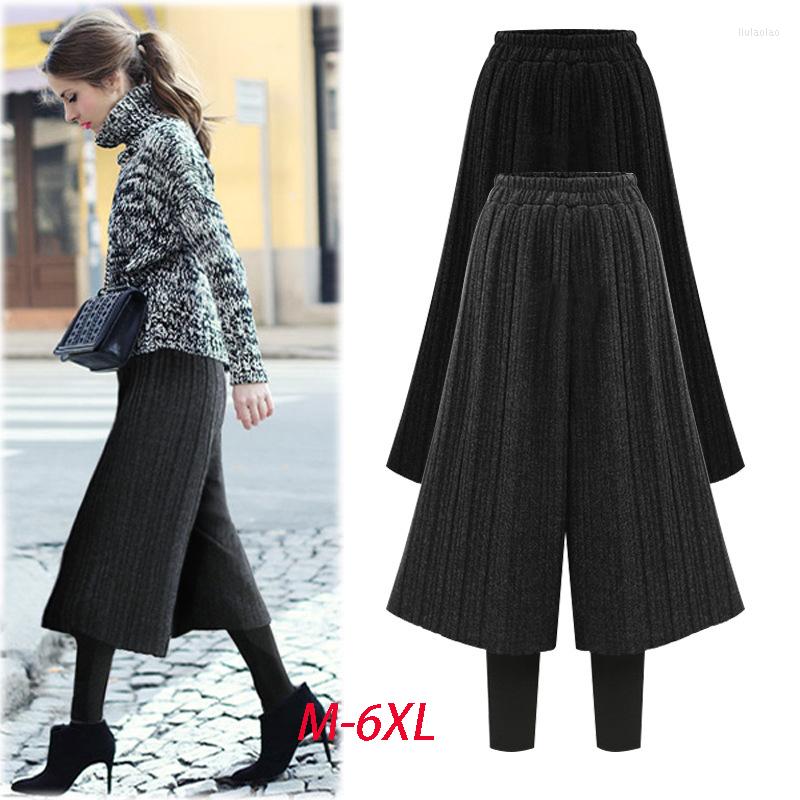 

Women's Pants Women Wide Leg High Waist Loose Straight Ankle-length Thick Womens Casual 4600, Black