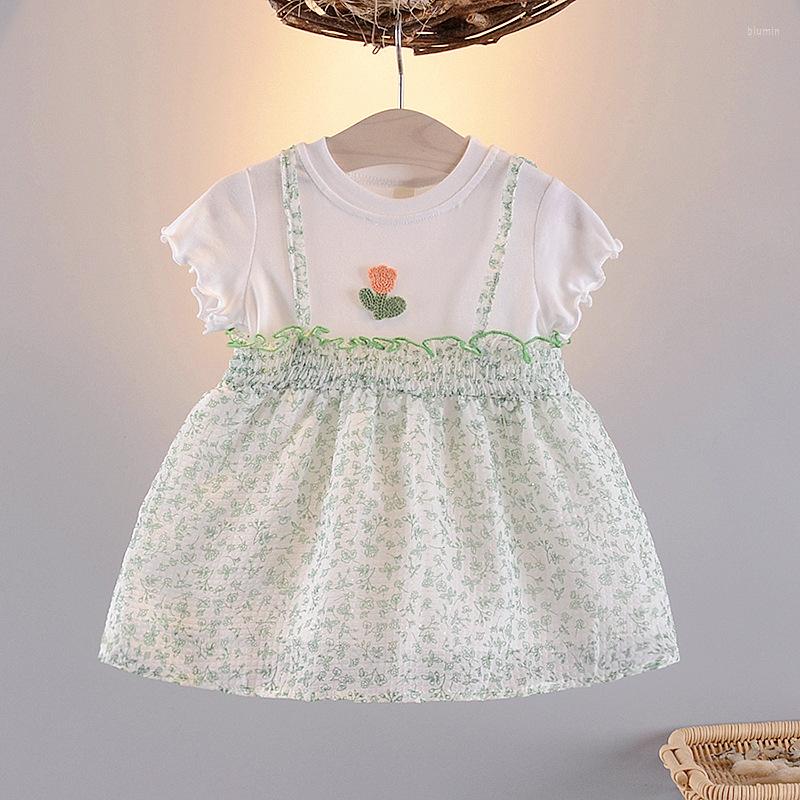 

Girl Dresses Girls' Dress 2023 Summer Cute Short Sleeve Skirt For Children, Gray