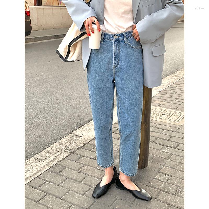 

Women's Jeans Women High-waist Korean Style Straight Pants Spring Autumn Ankle-length Slim Cotton Denim Trousers 2023 Fashion