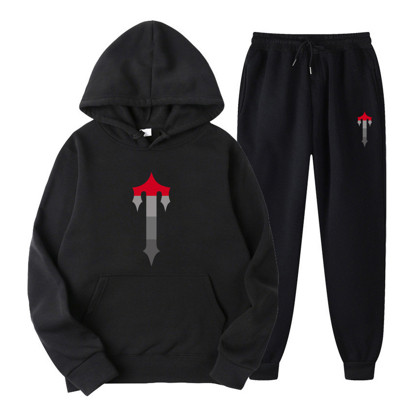

Tracksuit TRAPSTAR Brand Printed Sportswear Men's Warm Two Piece Loose Hoodie Sweatshirt Jogging Pants Set, 12