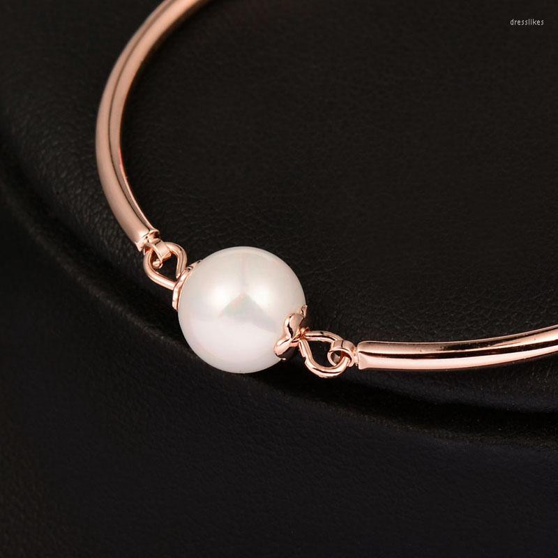 

Link Bracelets LEEKER Romantic Simulated Pearl For Women Bangles Rose Gold Silver Color Fashion Jewelry Boho 272 LK6