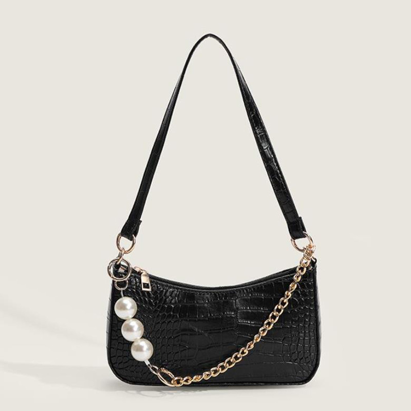 

2023 womens tote bag Crocodile pearl chain underarm bags niche design single shoulder crossbody small bag autumn and winter handbag
