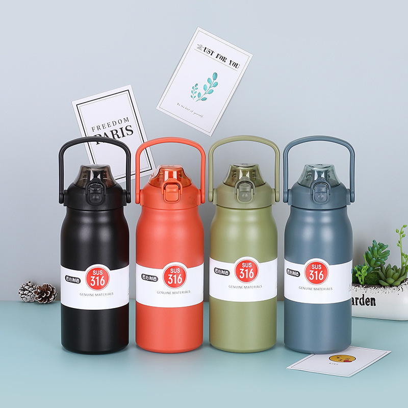 New Stainless Steel Thermos Cup Vacuum Portable Space Kettle Portable Large Capacity Bounce Cover Travel Kettle-image-864194779