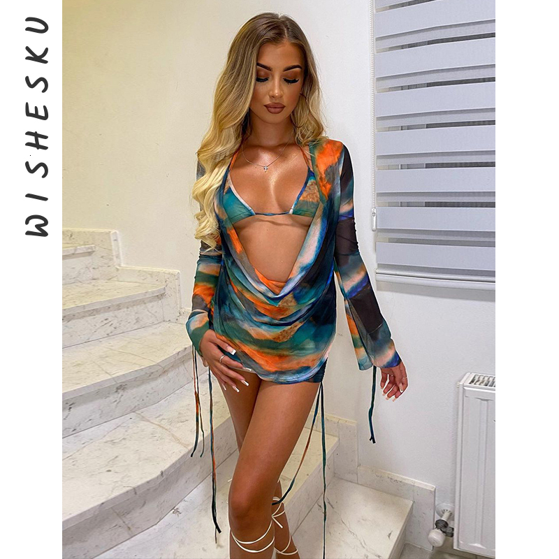 

Two Piece Dress Sexy Slit Cuff Plunge Neck Backless Drawstring Ruched Mini DressLace Up Bra Outfits 2023 Summer Beach Holiday Set 230508, Purple