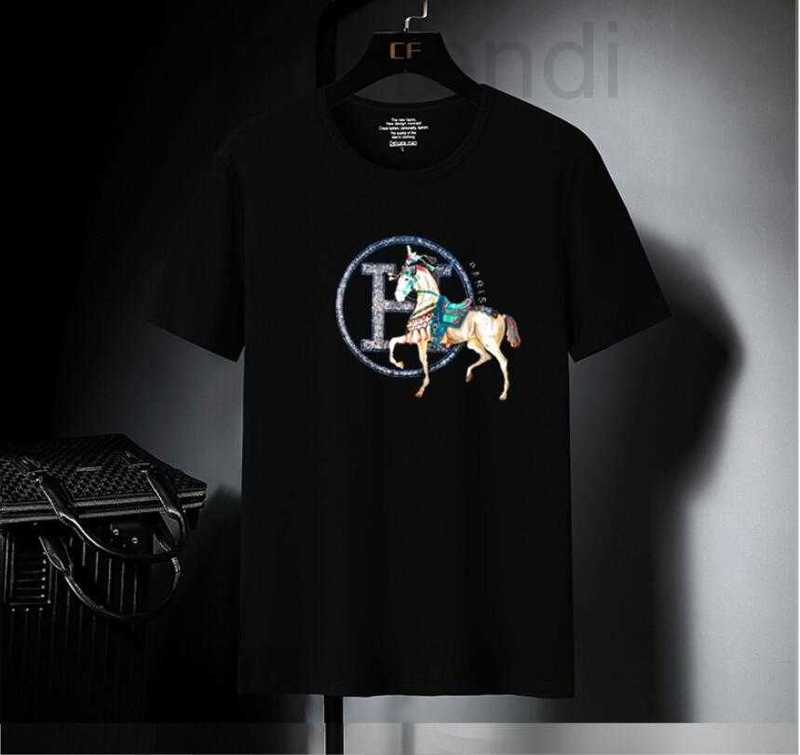 

Men' T-Shirts luxuriousEuropean station t-shirt men' tide brand thin section 3D H horse hot drill short-sleeved modal couple trend round neck clothing 4SOC, W1