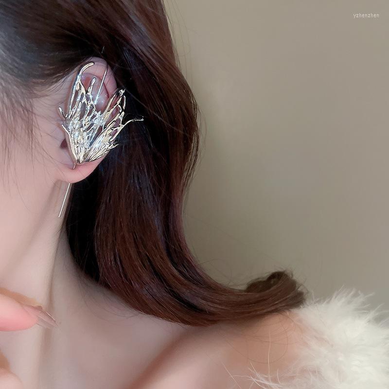 

Stud Earrings Fashion Butterfly Piercing Liquid Metal Ear Hanging For Women Sweet Girl Punk Single 2023 Smart Jewelry