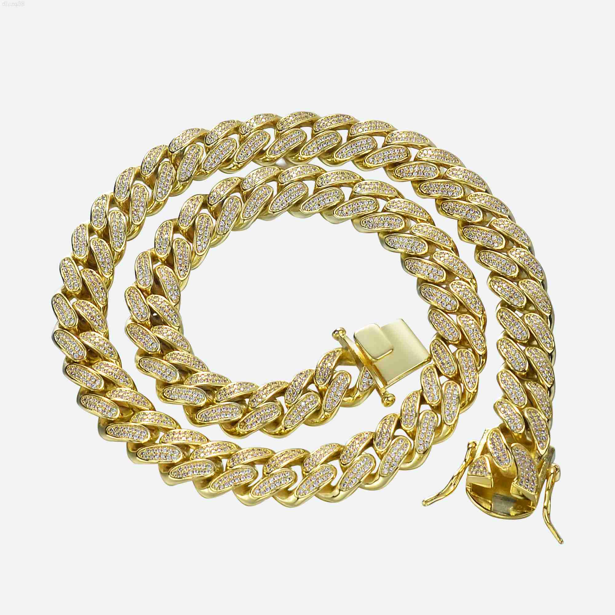 

Fashion Hip Hop Necklace Cz Thick Miami Iced Out Pink Gold Zircon Cuban Link Chain Necklaces