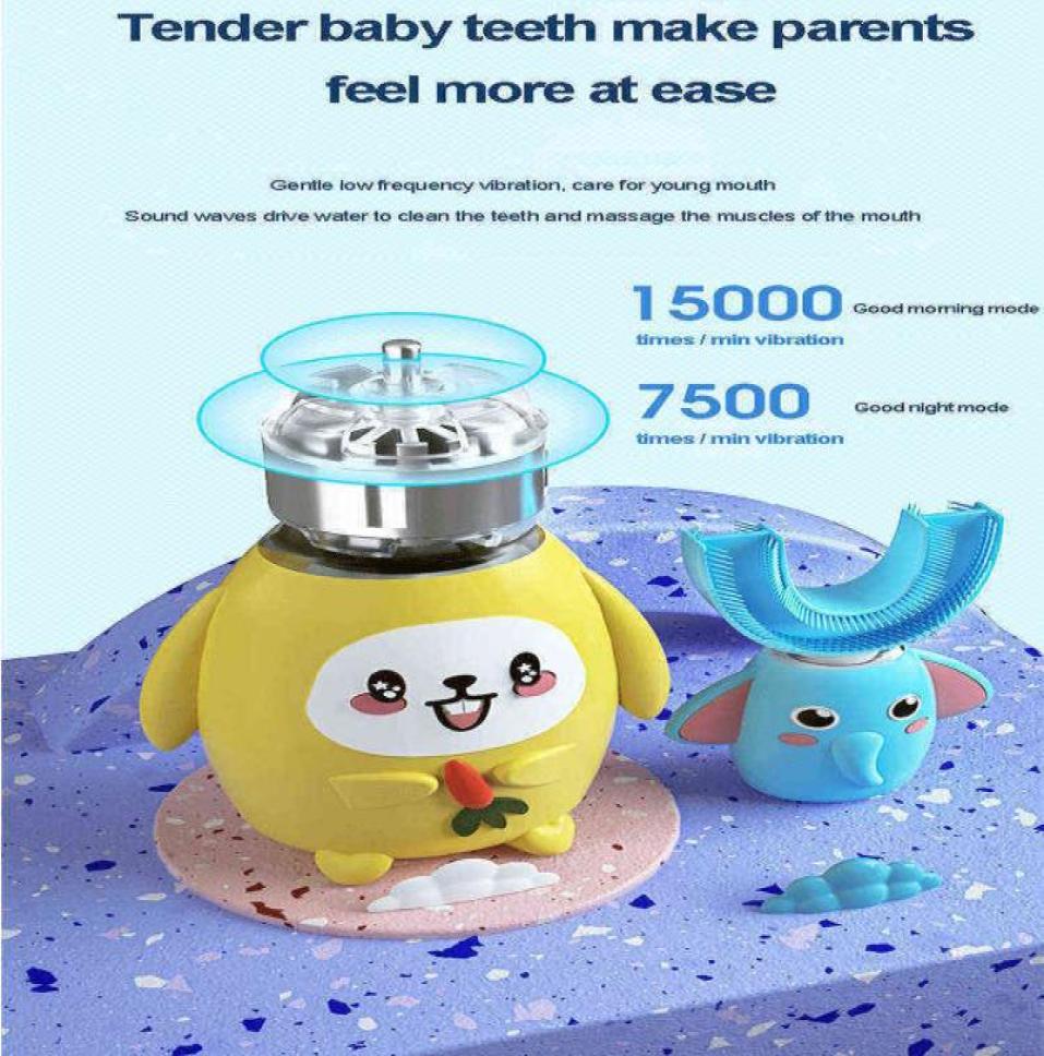 

U Shape Children039s Toothbrush IPX 7 Waterproof Electric Cartoon Smart Brosse a Dent Enfant 3 Mode USB Tooth Brush 03159372765