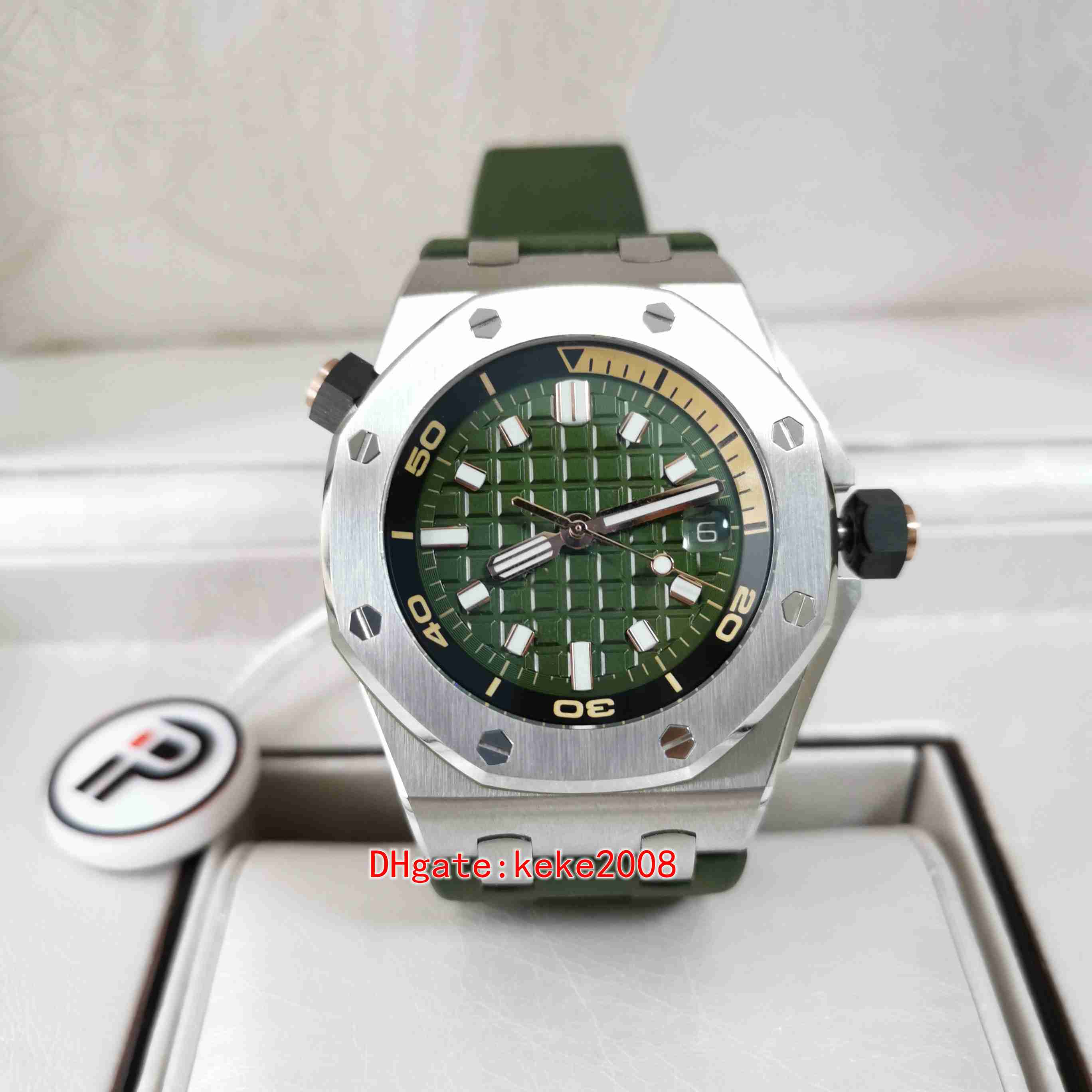 

Super mens watches 15720ST.OO.A052CA.01 42mm 15720 Calibre 4308 Movement Sapphire avocado Rubber Back transparent Automatic mechanical men watch wristwatches, Buy box 1