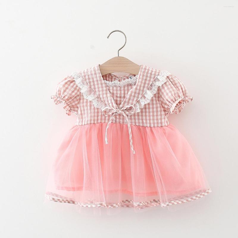 

Girl Dresses Summer Baby Clothes Children's Plaid Princess Dress 2023, Pink