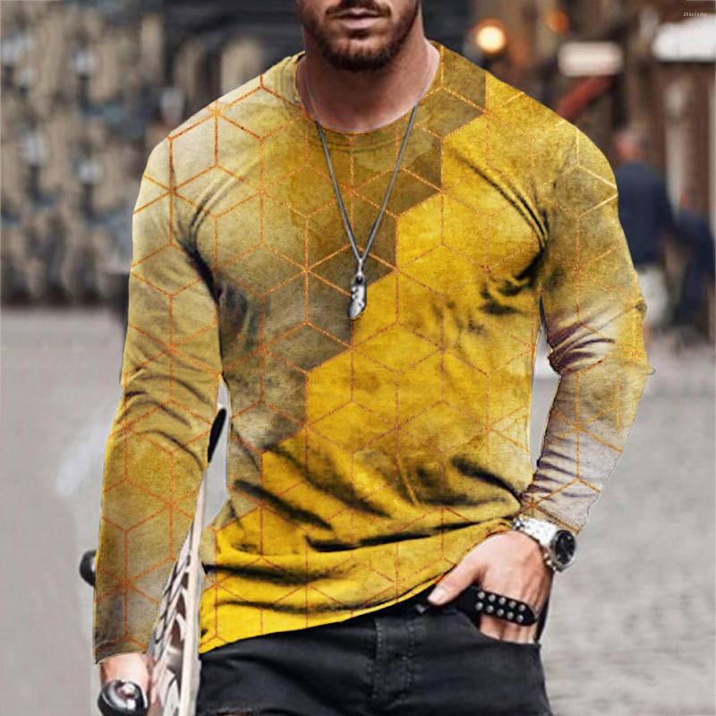 

Men's T Shirts Blouse Long Tops T-Shirt Print Neck Sleeve Casual 3D Men's Round Geometric, Blue