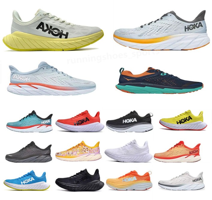 

2023 New HOKA ONE running shoes Bondi Clifton 8 Carbon x 2 mens sneakers triple black white Amber Yellow summer song Nimbus Cloud men women designer trainers R19, Color 38