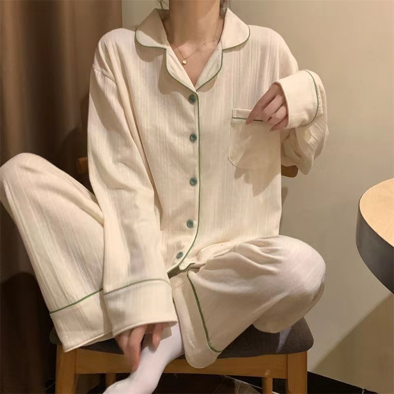 

Women's Sleepwear Women Long Sleeve Trousers Soft Pajamas Dormir Lounge Solid White Pajama Mujer Bedroom Home Clothes Female Pyjamas 230508, 809