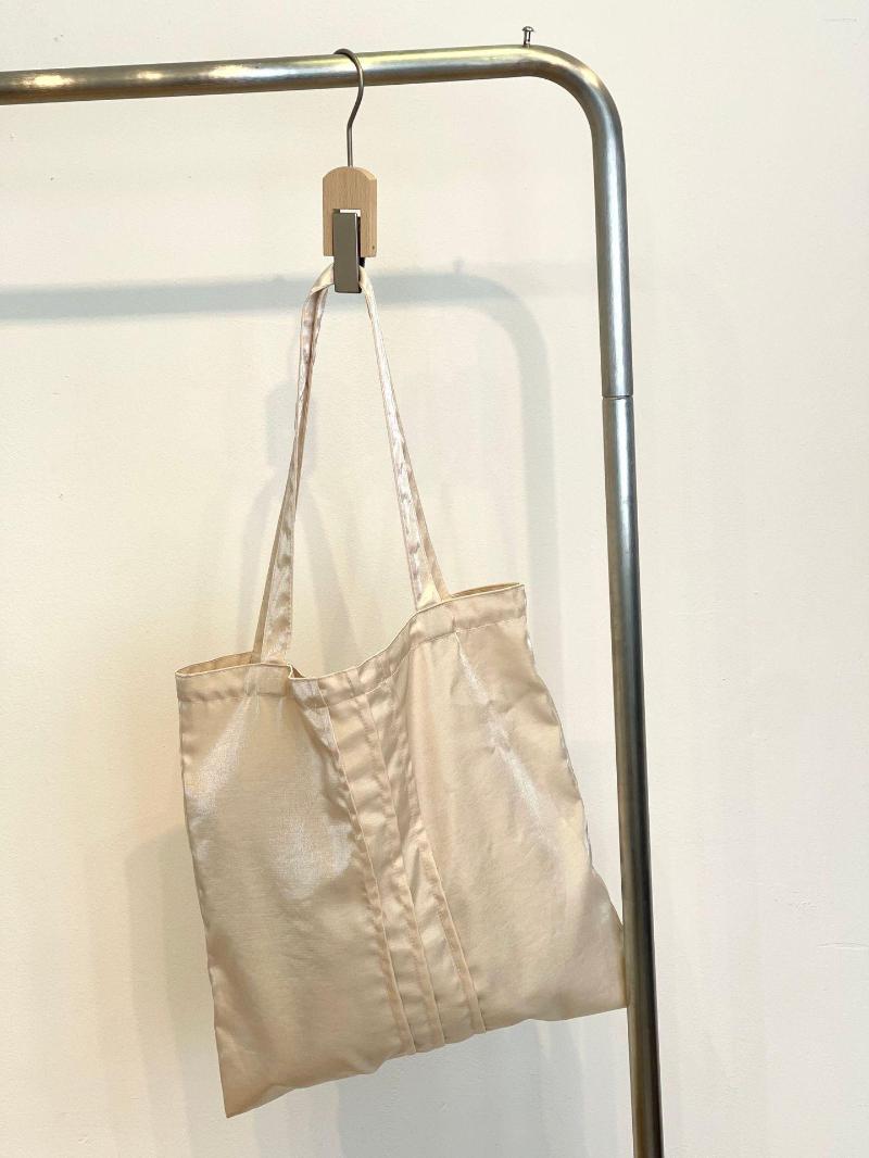

Evening Bags Simple Glossy Canvas Shoulder Bag For Women Solid Large Capacity Shopping Shiny Cloth Handbag Girl Korean Ins Eco Tote, Beige