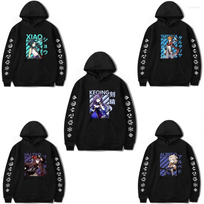 

Men's Hoodies Men Women Hoodie Streetwear Hooded Sweatshirt Anime Genshin Impact Hutao Tartaglia Xiao Albedo Keqing Cosplay, 003