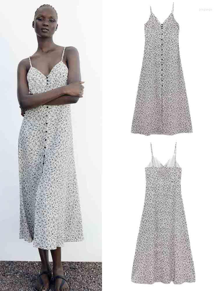 

Casual Dresses 2023 Summer Women's Clothing Fashion Temperament Floral Print Underwear Mid-length Dress V-neck Woven Fine Suspenders, Black and white