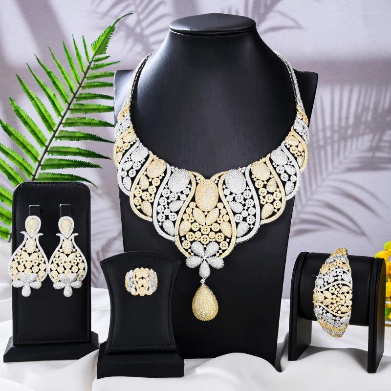 

Necklace Earrings Set Kellybola Luxury Nigerian Dubai Big For Women Full Shiny Cubic Zircon Bridal Wedding Engagement 2023, Picture shown