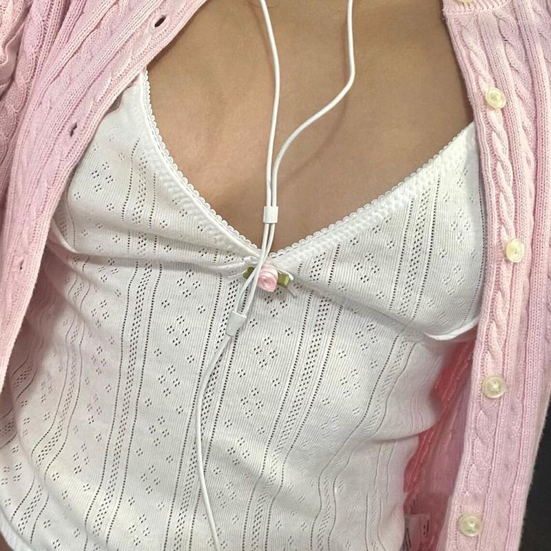 

Women' Tanks Fairycore Cute Girl V Neck Crop Top 90s Vintage Tank Tops Chic Women Y2K Aesthetics White Spaghetti Strap Camis Retro
