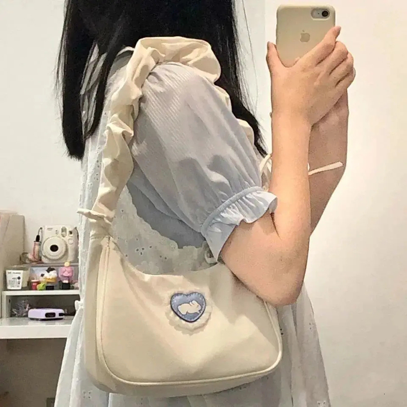 

Evening Bags Japanese fashion sweet shoulder bag kawaii love 90's female tote big capacity y2k Harajuka handbag casual cute Vintage women bag 230509, Bai01