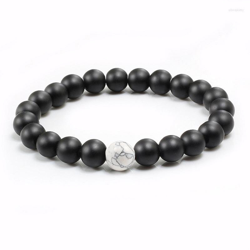 

Charm Bracelets Natural Stone Beads Tiger Eyes Black Matte White Beaded Bracelet Men Women Yoga Buddha Prayer Elastic Pulseira Jewelry