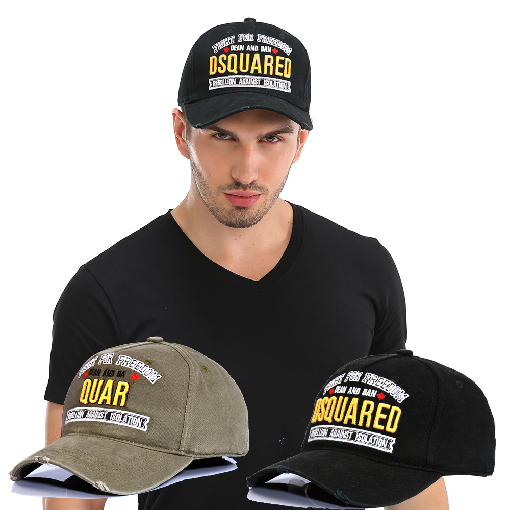 

DSQUQREDD2 Hat DSQ2 Casual Fashion Trend Baseball Hat Simple Classic Letter Print Couple Unisex Sports Hat Street Fashion Hat D21, Black