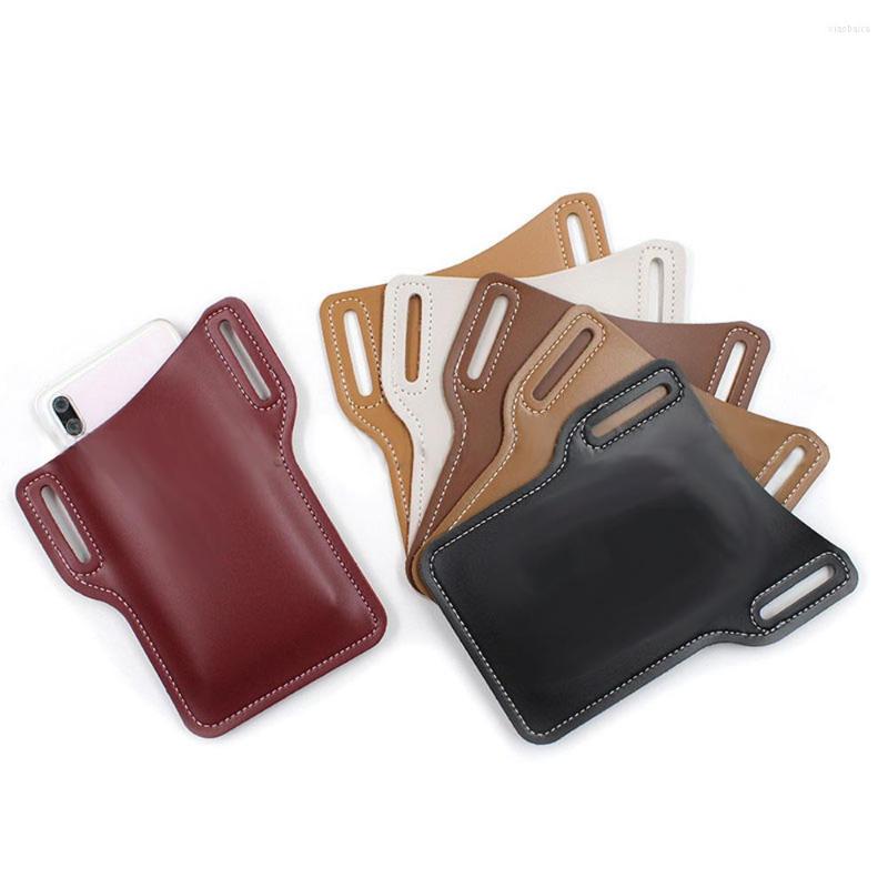 

Waist Bags Vintage Leather Bag Cellphone Loop Holster Mens Belt Phone Pouch Wallet Case For IPhone, Black