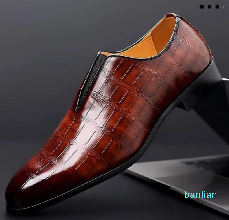 

Dress Shoes Men Fashion Formal Wedding For 2023 Loafers Slip On, Black