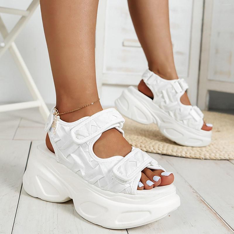 

Sandals Orginal Women Platform Ladies Shoes Hook&Loop Summer Fashion Designer Female Sandalias Mujer High Heels, Black