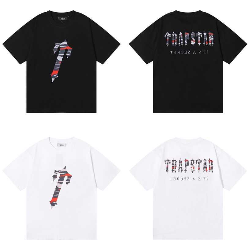 

Designer Fashion Clothing Tshirt Tees Trapstar Red Camo Letter Print Cotton Loose Fit Couple Short Sleeve Tshirt Underlay Fashion Label Luxury Casual Cotton Street, Black