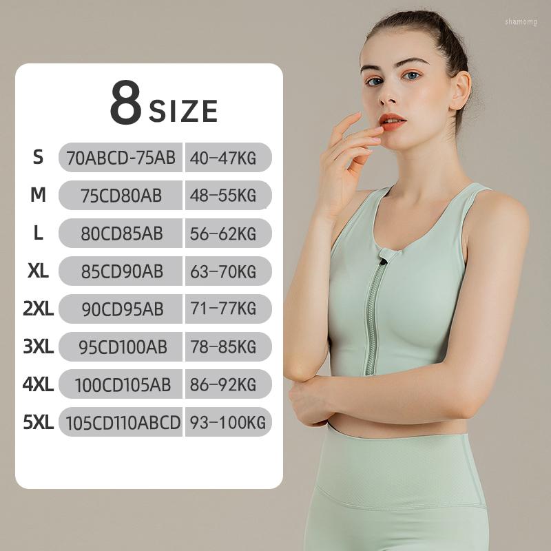 

Yoga Outfit Plus Size Crop Top Sexy Vest Women Sports Bras Front Zipper Adjustable Strap Shockproof Gym Fitness Athletic Bra, Ivory