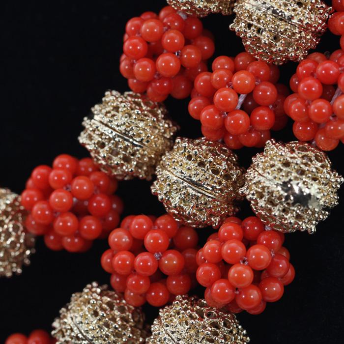

Necklace Earrings Set Classical Orange Coral Beads Design African Wedding Bridal/Women CJ839, Picture shown